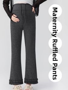 Comfortable Soft Flare Trim Ankle Length Maternity Pants