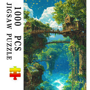 Jigsaw Puzzle 500/1000/1200/2000PCS Green Cabin with Breathtaking Landscape Scenery Art Brain Teaser Puzzle Calming Hobby Gift