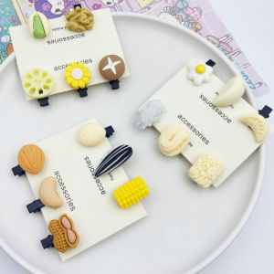 เครื่องประดับผมรูปอาหารสัตว์เลี้ยงน่ารักสำหรับเด็กและวัยรุ่น คลิปหนีบผมรูปถั่วและเส้นผมสีสันสดใสสำหรับเด็กและวัยรุ่น