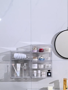 Easyhome.sg Acrylic Display Box Transparent Magnetic Toy Model Storage Box Wall Mounted Cosmetic Organizer
