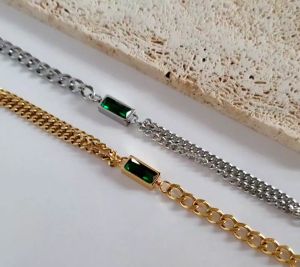 JOYUS Libbie Titanium Stainless Steel 18K Gold Waterproof Green Zircon Bracelet Birthday Gift Box