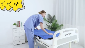 ผ้าพลิกตัวผู้ป่วยติดเตียง รุ่นมีหูจับ การเย็บแบบหลายเส้นด้าย ทนต่อการฉีกขาด ทําความสะอาดง่าย120*100ซม.สำหรับการยกผู้ป่วย