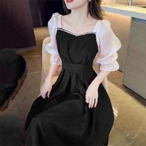 2025 Đỏ Đầm dự tiệc giáng sinh Áo ngắn tay A-line midi eo xác định & giảm béo cho khách mời đám cưới & năm mới chính thức