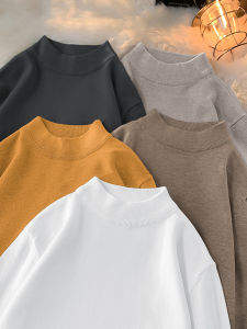 WANTELU | Half-high Neck Men Winter Knit Sweater White