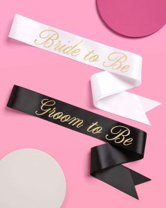 Bride & Groom To Be Sash Set for Wedding Decorations Bridal Showers Engagement Party Bachelorette Party Decoration
