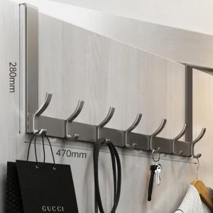Over-the-Door Home Organizer Rack Quick Install Clothes Coat Hat Towel Hanger - Bathroom Accessories Holder for Storage