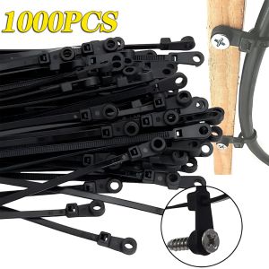 100PCS Screw Hole Cable Ties Reusable Fixed Nylon Cable Ties Self-locking Cord Ties Straps Fastening Loop Office Organizer