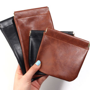 1pc/lot Leather Sunglass Storage Bags Shrapnel Mouth Automatic Closed Storage Bag For Pocket Money Charger Earphone Organizer