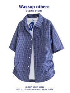 Men Summer New Casual Plaid Short Sleeve Shirt
