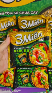 Thùng 30 Gói Mì 3 Miền Gold Tôm Sú Chua Cay Trung Bộ Nam Bộ Bắc Bộ (30 Gói x 75g) - UN32T