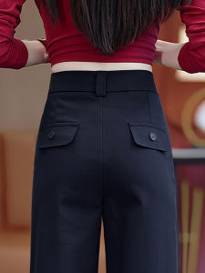 High Waist Straight Leg Casual Pants Womens Lyocell Rayon Cotton Nine-Tenths Trousers Spring Autumn New Style Slim Wide Leg Suit Pants