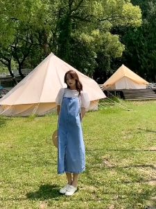 Real pict JUMBO -- 80kg dress korean style overall jeans wanita midi dress jumpsuit wanita rok