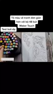 Túi 48 bút màu vẽ nghệ thuật Touch maker-Hàng đẹp. Bút dạ tô vẽ tranh  tặng kèm túi tiện lợi