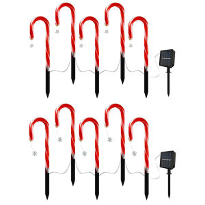 Christmas Outdoor Solar Candy Cane Lights 5PCS Waterproof Yard Decorations Holiday Pathway Lighting
