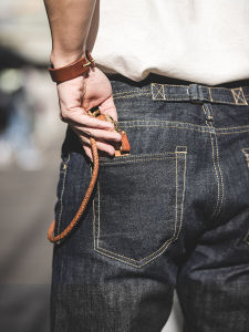 Nam Vintage Phong Cách Mỹ Hạng Nặng Chân Thẳng Denim Quần Jean Giữa Eo Rửa Chế Biến Độ Dày Thông Thường Giải Trí Quần tất Cả Các Mùa Trung Tính