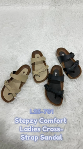 [NEW] Stepzy Comfort Ladies Cross-Strap Sandal L25-701 (Beige Black)