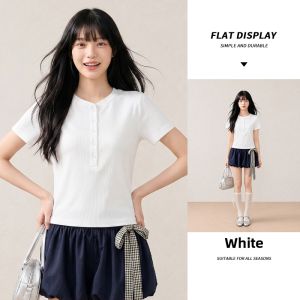 spao | Slenderizing Versatile Gray Short Sleeve T-Shirt