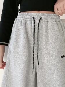 Sweatpants for Kids Girls 5-16Years New Style Loose Pants Grey Pants Thick Cotton High Waist Baggy Pants Fashion Sports Pants Wide Leg Trousers New Trend OOTD 130-160CM