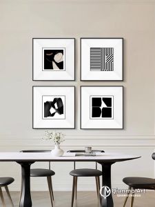 Black White Abstract Square Decorative Painting