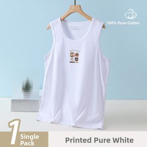 Pure Cotton Mens Vest Breathable Slim Fit Summer Sport Top White Sleeveless Underwear for Teenagers Base Layer Clothing