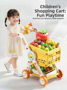YISBRO | Role Play Supermarket Cart with Fruit Cutting Toy for Kids