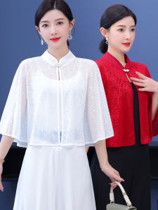 New 2025 Lace Sunscreen Shawl Womens Style Cheongsam Outerwear Summer Season Multi-Functional Polyester And Spandex Fabric