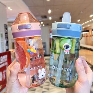 Childrens Straw Water Cup 3 Year Old Girl Water Bottle Pregnant Women Scale Drinking Cup School Students Special Anti-Fall Water Pot