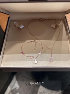 Elegant Rose Gold Mother-of-Pearl Hollow Gourd Necklace Luxury Lockbone Chain Accessory Fashionable Korean Style Alloy Pendant