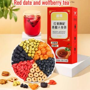 Ginseng Mulberry Red Wolfberry Cinnamon Black Wolfberry Red Dates Six Treasures Tea Independent Tea Bags Stay Up All Night Nourishing Health Tea Drink红枣枸杞桑葚人参茶
