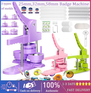 ❤Local delivery+COD❤Button Badge Maker Machine Different size mold 253258mm mold DIY Badge Pin Maker Machine Kit with 300pcs Badge Parts/Pic/Circle Cutter&Purple
