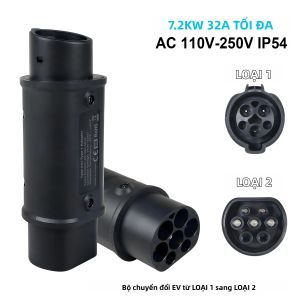 Bộ Chuyển Đổi Sạc Xe Điện Kolanky 32A 7.2KW Type 2 Sang Type 1 Sử Dụng Tại Nhà Chất Liệu Nhựa ABS Ổ Cắm Sạc Xe Điện