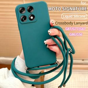 Luxury Liquid Silicone Crossbody Lanyard Case For Moto Signature Edge 70 Ultra Fuison+ 60 50 Pro G87 G77 G67 G86 Power G56 Cover