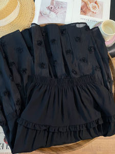 Váy chữ A PAIBOLI màu đen cạp cao dáng vừa phong cách công sở