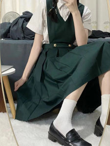 JK Dress JK Suit Authentic Uniform Preppy Style Long Skirt Suit Outwear Fall and Winter Strap Dress Business Attire Plus Size