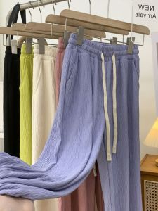 Spring Autumn High Waist Wide Leg Pants Pleated Casual plus Size Womens Clothing 2-300kg Polyester Fiber Korean Style Commute