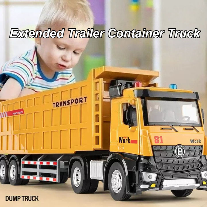 1: 24 Extended Trailer Container Car Dump Truck Alloy Diecast Model ...