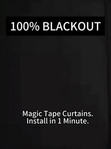 1 PCS of 100% Blackout Curtain Non Perforated Magic Tape Self-Adhesive Curtain Heat-Insulating Blackout Bedroom Curtain