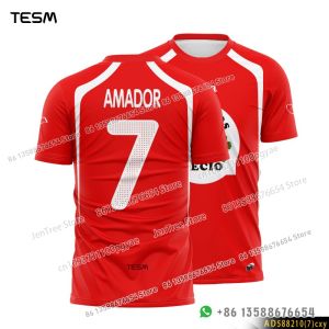 TESM Sumeer Red Seafood T-Shirt Spanish Market Festival Dad Son Parent Child Tour Street Short-Sleeve Outdoor Market Family Top