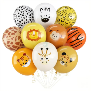 12inch Cartoon Animal Balloons Set For Jungle Safari Birthday Party Decorations