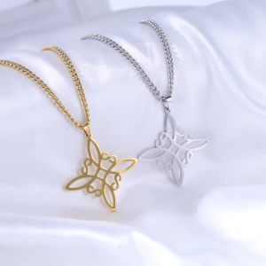 Lemegeton Witch Knot Necklace Stainless Steel Celtic Knot Charming Womens and Mens Pendant Jewelry Birthday Gift