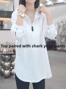 White Zip Hoodie Womens Large Size Loose Mid-Length Long Sleeves Spring