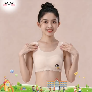 3-Pack Girls Seamless Bras Ages 8-16 Ice Silk Soft Breathable Skin Friendly Fixed Cup for School Sports Running