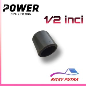 Dop pipa PVC power ukuran 1/2 3/4 1 inci tutup Pralon plastik