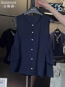 French Elegant Sleeveless Comfortable Shirt Womens Loose Lazy Style Summer New Arrival Fashionable Commute Style round Neck