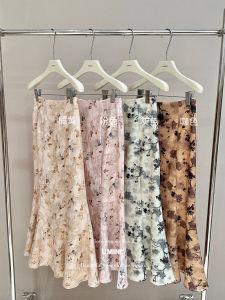 กระโปรงทรงเอเอวสูงลายดอกไม้สไตล์ฝรั่งเศสสำหรับผู้หญิง กระโปรงทรงหางปลาเซ็กซี่ กระโปรงยาวปานกลาง ฤดูใบไม้ร่วง 2024 กระโปรงทรงเอเอวสูง