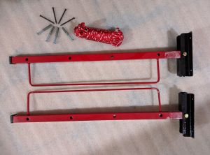 jemuran lipat dinding 50 cm 4 baris lubang free baut freser 8 dan paku beton 8 bonus tali 10 meter