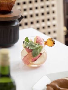 แก้วน้ำผลไม้ แก้วสมูทตี้ แก้วสีใส 300 ml ทรงน้ำเต้า ด้ามจับกลมน่ารักๆ