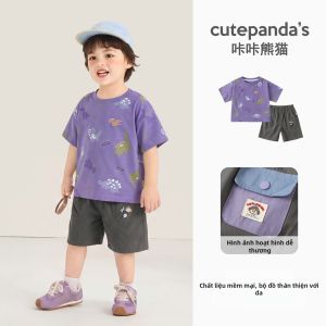 CUTEPANDAS | Bộ Quần Áo Cotton Đậu Đũa Dinosaur
