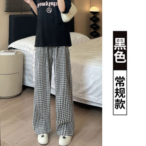 Quần Ống Đứng Kẻ Caro Mỏng Mùa Hè Dáng Rộng Thoải Mái Cỡ Lớn Cho Nữ Quần Dài Thường Ngày