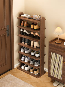 Modern Simple Style Solid Wood Multi-layer Shoe Rack Space Saving Storage Organizer for Entrance Hall Dormitory Corridor